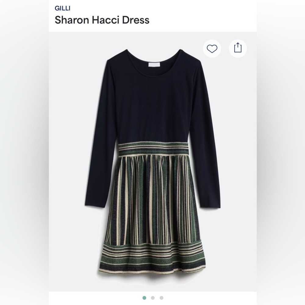 Gilli Navy and Green Striped Dress